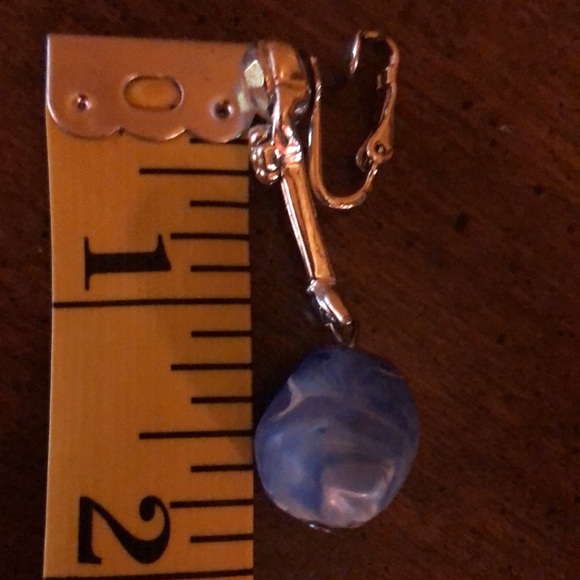 Vintage Coro Faux Lapis Moon-glow Lucite Clip On Earrings & Hand Made Necklace - Picture 8 of 10